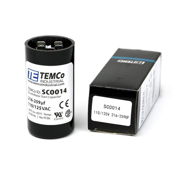 TEMCo 216-259 uF MFD CD60 Start Capacitor 110-125V AC Round | 50/60 Hz