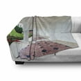 thumbnail image 3 of Travel Soft Flannel Fleece Blanket, Dome Arched Colonnade Hallway at Sambata De Sus Monastery in Transylvania Romania, Cozy Plush for Indoor and Outdoor Use, 50" x 70", White Green, by Ambesonne, 3 of 6