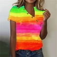 thumbnail image 2 of Hyknon Pride Shirt for Women Summer Fashion Short Sleeved V-neck Buttons LGBT Blouses Casual Tie-dye Printed Loose Fit Inspirational Equality Tops, S-5XL, 2 of 5