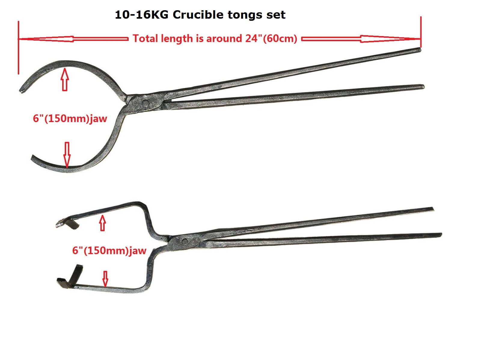 LSMIITTH 10-16Kg Crucible Tongs for Lifting and Pouring Set Metal Casting Tool