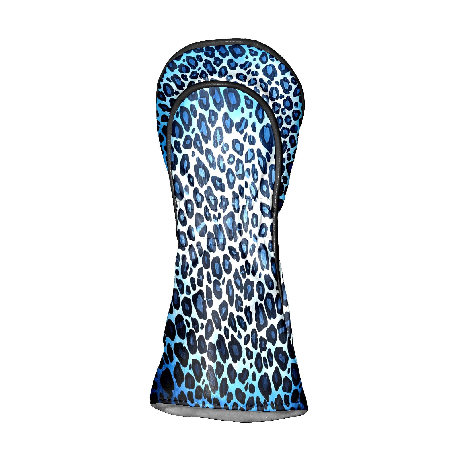 Golf Club Covers, Blue Leopard Print Premium PU Leather Driver Hybrid Putter Head Covers with Velvet Lining, Waterproof Golf Gifts for Men Women