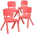 thumbnail image 2 of Emma + Oliver 4 Pack Red Plastic Stack School Chair with 12" Seat Height - Kids Chair, 2 of 13