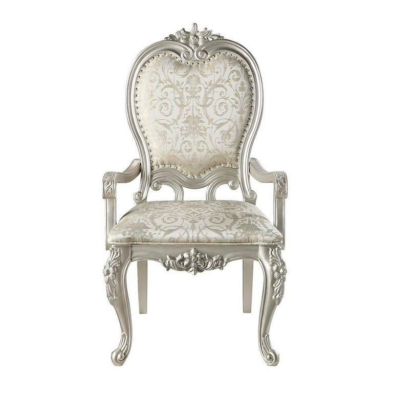 ACME Bently Upholstered Dining Arm Chair in Champagne (Set of 2
