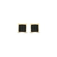thumbnail image 2 of Yellow-tone Sterling Silver Mens Round Black Color Enhanced Diamond Square Earrings 1/20 Cttw, 2 of 2