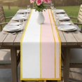 thumbnail image 4 of Modern Pink Gold Table Runner - 72 Inch Long Minimalist Geometric Yellow Striped Cotton and Linen Blended Dress Scarves Farmhouse Table Runner for Kitchen Dining, Coffee Table, 13" x 72", 4 of 8
