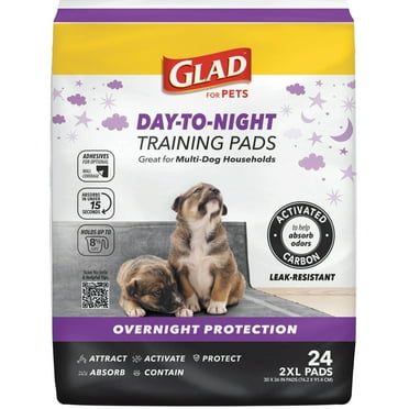 Glad Giant Size Activated Charcoal Leak-Resistant Training Pads for Dogs, 30x36, 24 Count
