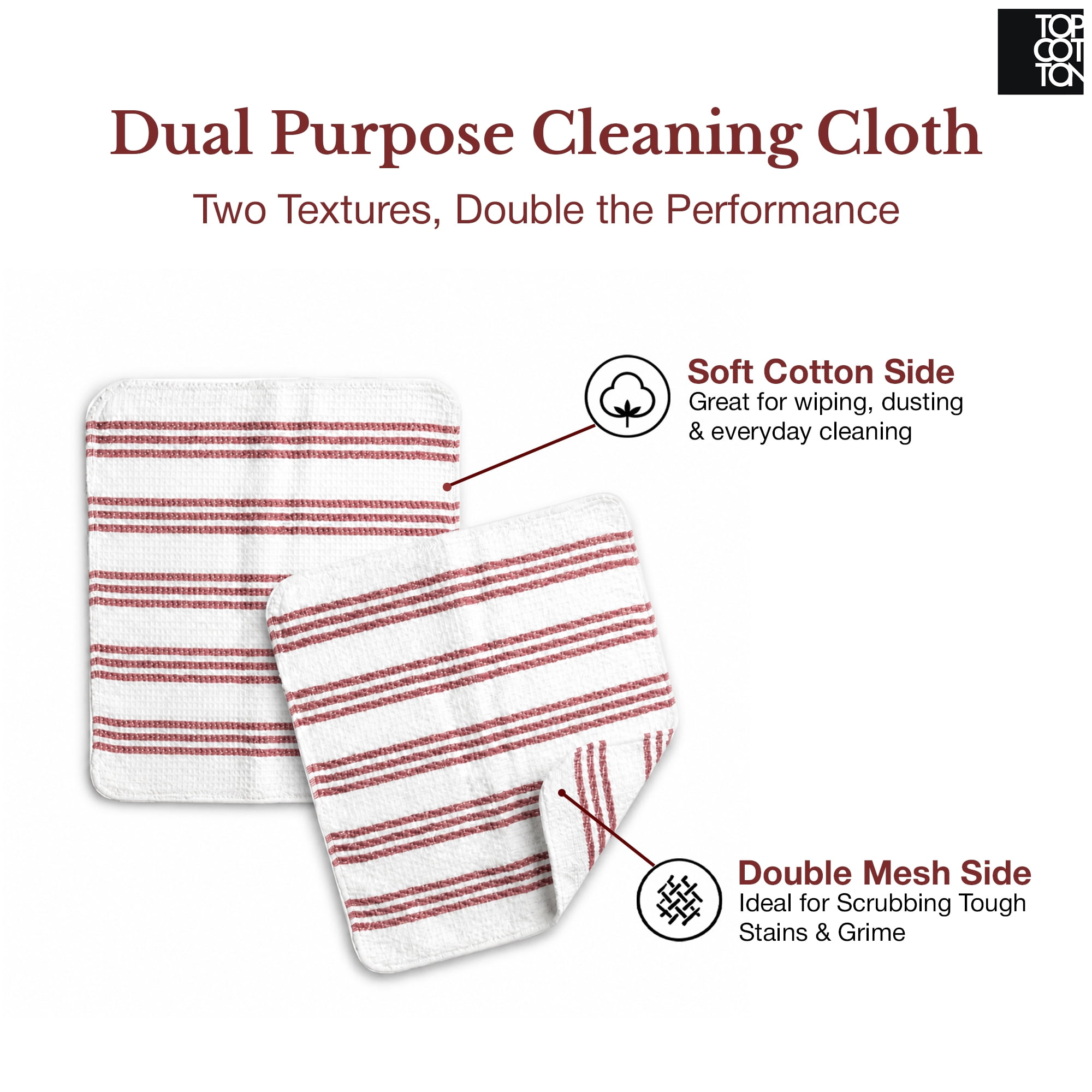 Top Cotton 20 Piece Kitchen Linen Set, Cotton Kitchen Towels, Dishcloths, Apron, Oven Mitts and Pot Holders (Maroon)