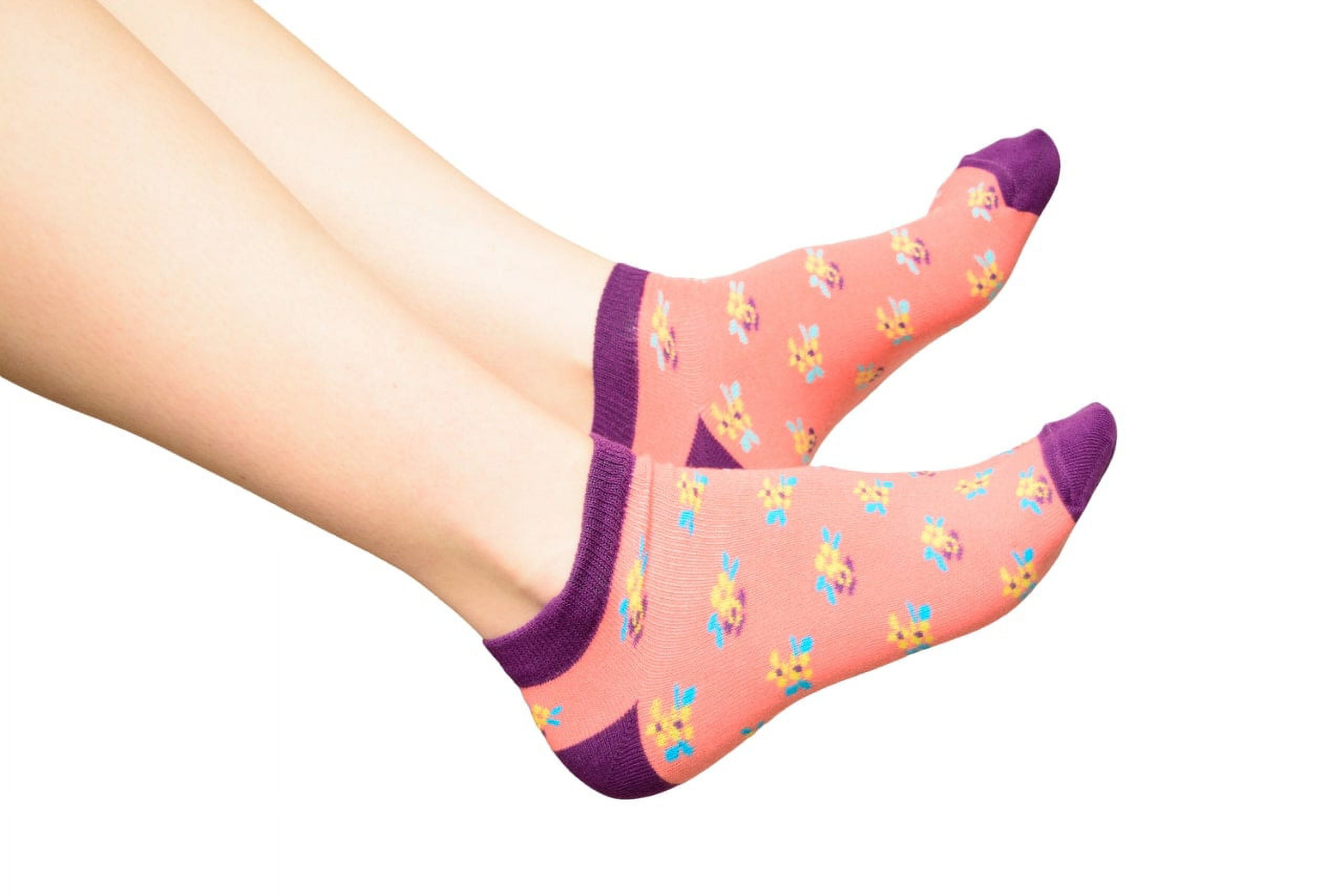 Floral Pattern Ankle Low Cut 1-pair Pack & 4-pair Pack Cotton Socks