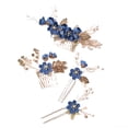 thumbnail image 2 of Minnieouse 4 piezas de peinetas de flores de boda tocados conjunto elegante hermoso tocado de novia accesorio de joyería de moda gema azul Type3 NO3, 2 of 6
