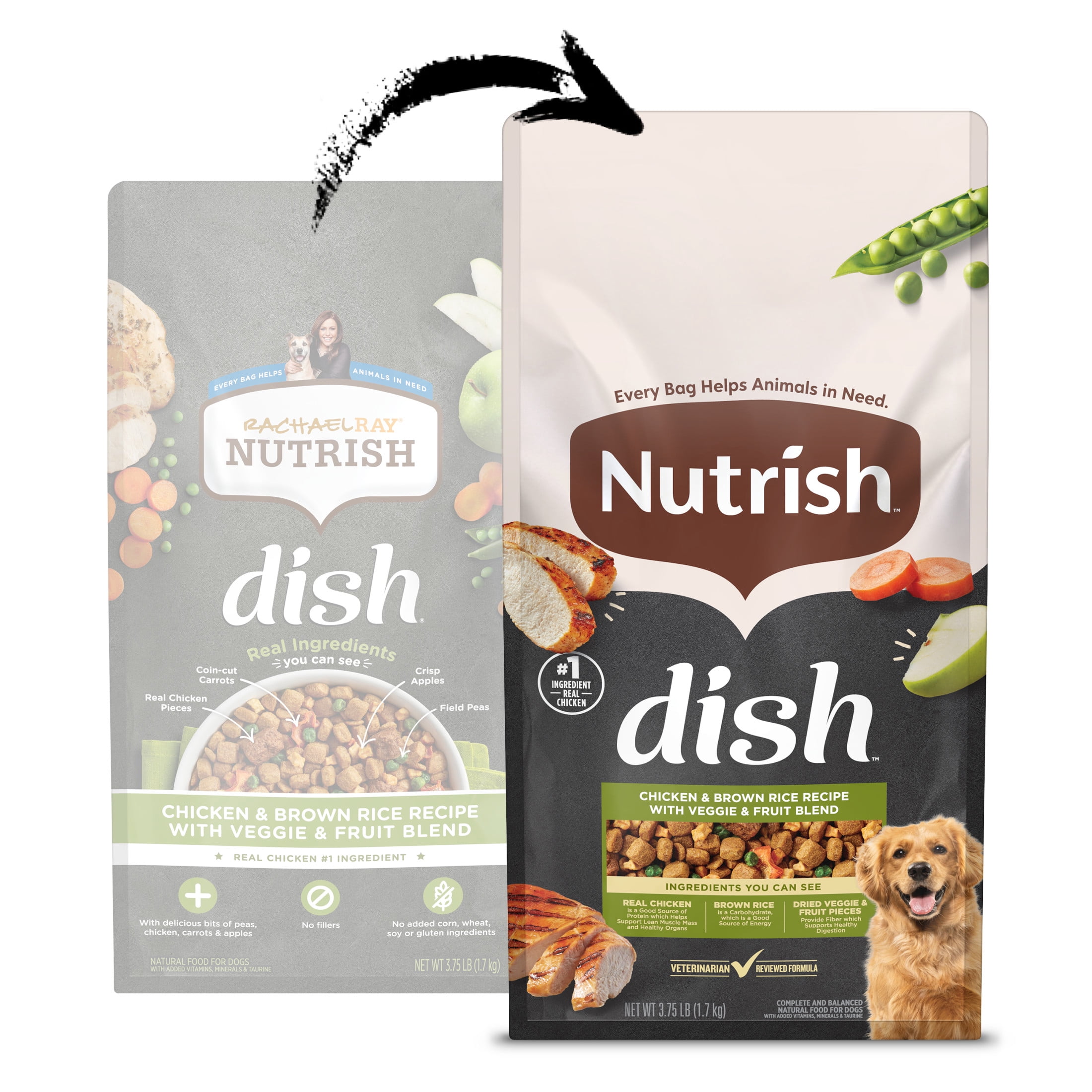 Nutrish Dish Chicken & Brown Rice Recipe with Veggie & Fruit Blend Dry Dog Food, 3.75 lb. Bag (Rachael Ray)