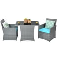 thumbnail image 4 of Patiojoy 3PCS Patio Rattan Furniture Set Outdoor Wicker Table & Chair Set w/Cushions Turquoise, 4 of 6