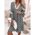thumbnail image 2 of Women's Boho Floral Printed Lace Dress Loose V Neck 3/4 Sleeve Mini Beach Spring Summer Dresses for Women 2024, 2 of 6
