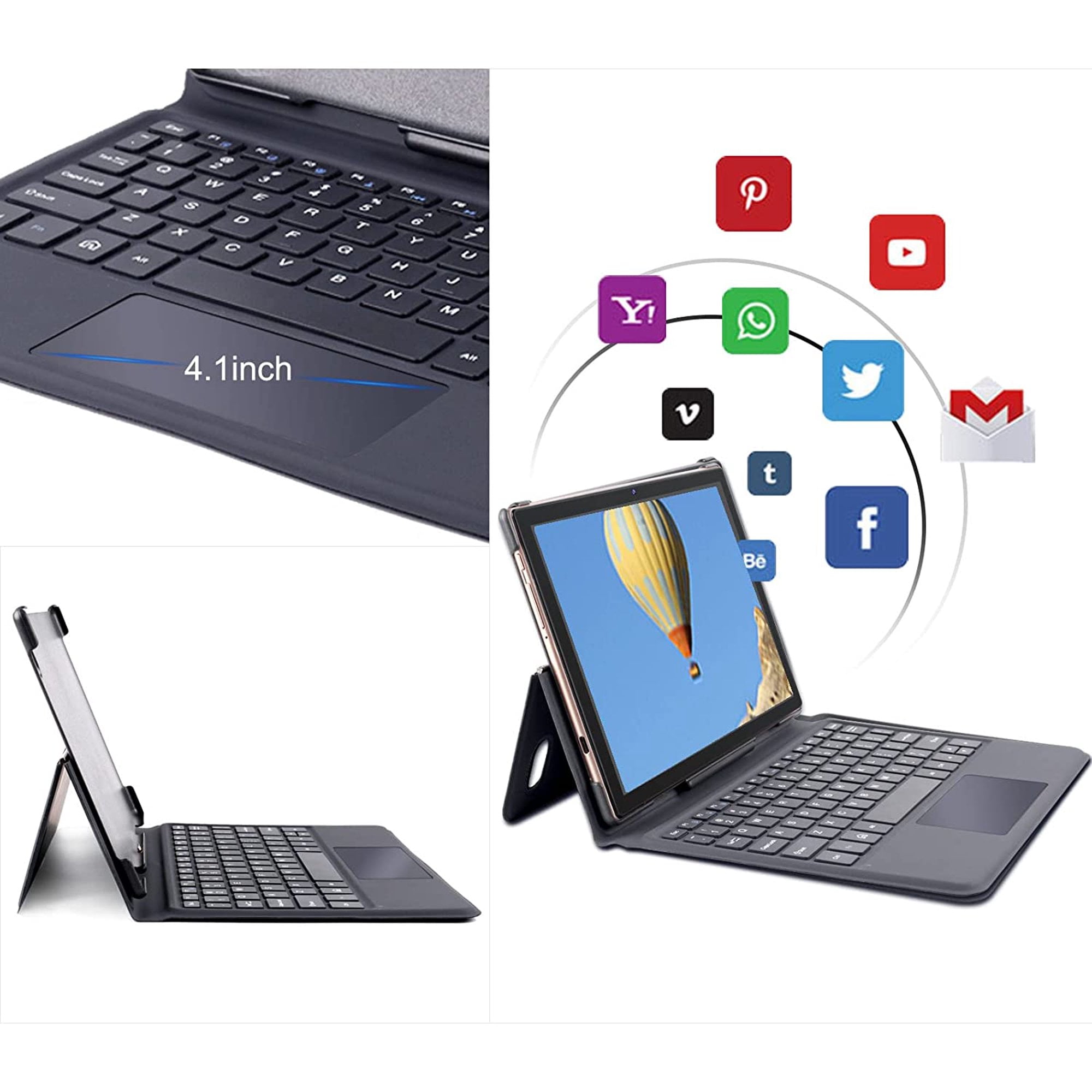 YESTEL Tablette Tactile 10 Pouces avec 5G WiFi, 8 cœurs 2.0 Ghz Android 11,  4 Go RAM + 64 Go ROM (TF 512 Go), Bluetooth 5.0, Batterie 8000mAh, 5MP+8MP,  Tablette 2 en 1 avec Clavier, Souris, Gris - Monrespro RDC