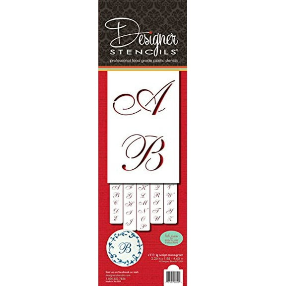 Designer Stencils 2.25 Inch Large Script Cake foodgrade stencil, 2.25 X 1.85-4.65
