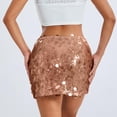 thumbnail image 4 of Sequin Skirts for Women Stretchy Bodycon Mid Waist Mini Skirt Summer Dressy Night Out Party Holiday Glitter Skirts,Orange - S, 4 of 5