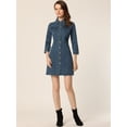 thumbnail image 3 of DARING DIVA 3/4 Sleeve Button Down Denim Shirt Dress M Blue, 3 of 6
