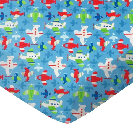 SheetWorld Fitted 100% Cotton Percale Play Yard Sheet Fits BabyBjorn Travel Crib Light 24 x 42, Baby Airplanes