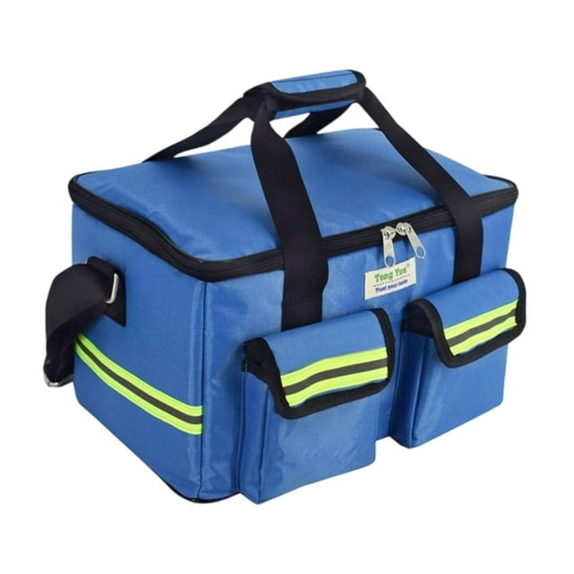 Bolsa de primeros auxilios vacía, organizador médico, estuche de transporte, bolsa de emergencia para suministros médicos de emergencia para coche, Azul