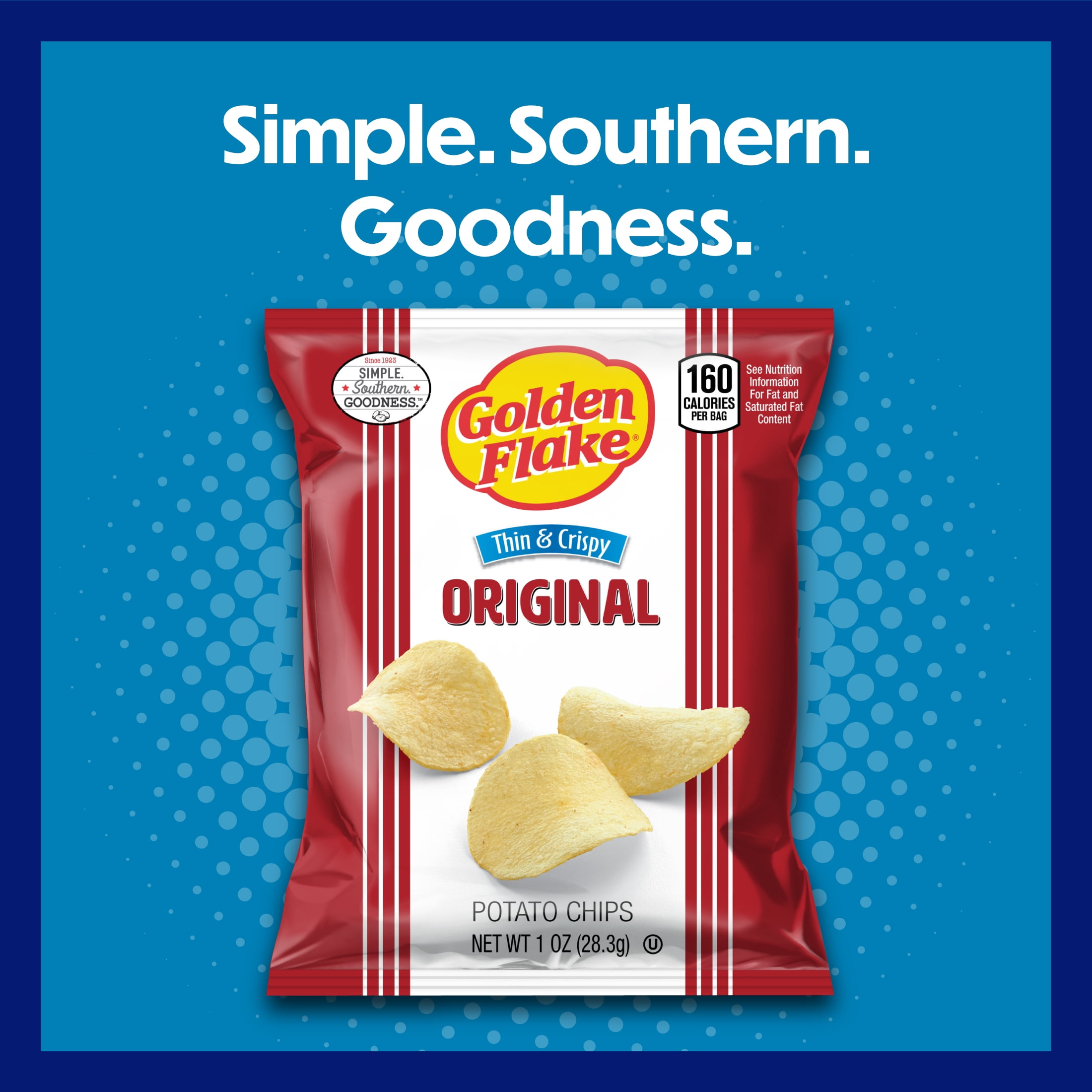 Golden Flake Original Thin & Crispy Potato Chips, Gluten-Free, 1 oz Bag