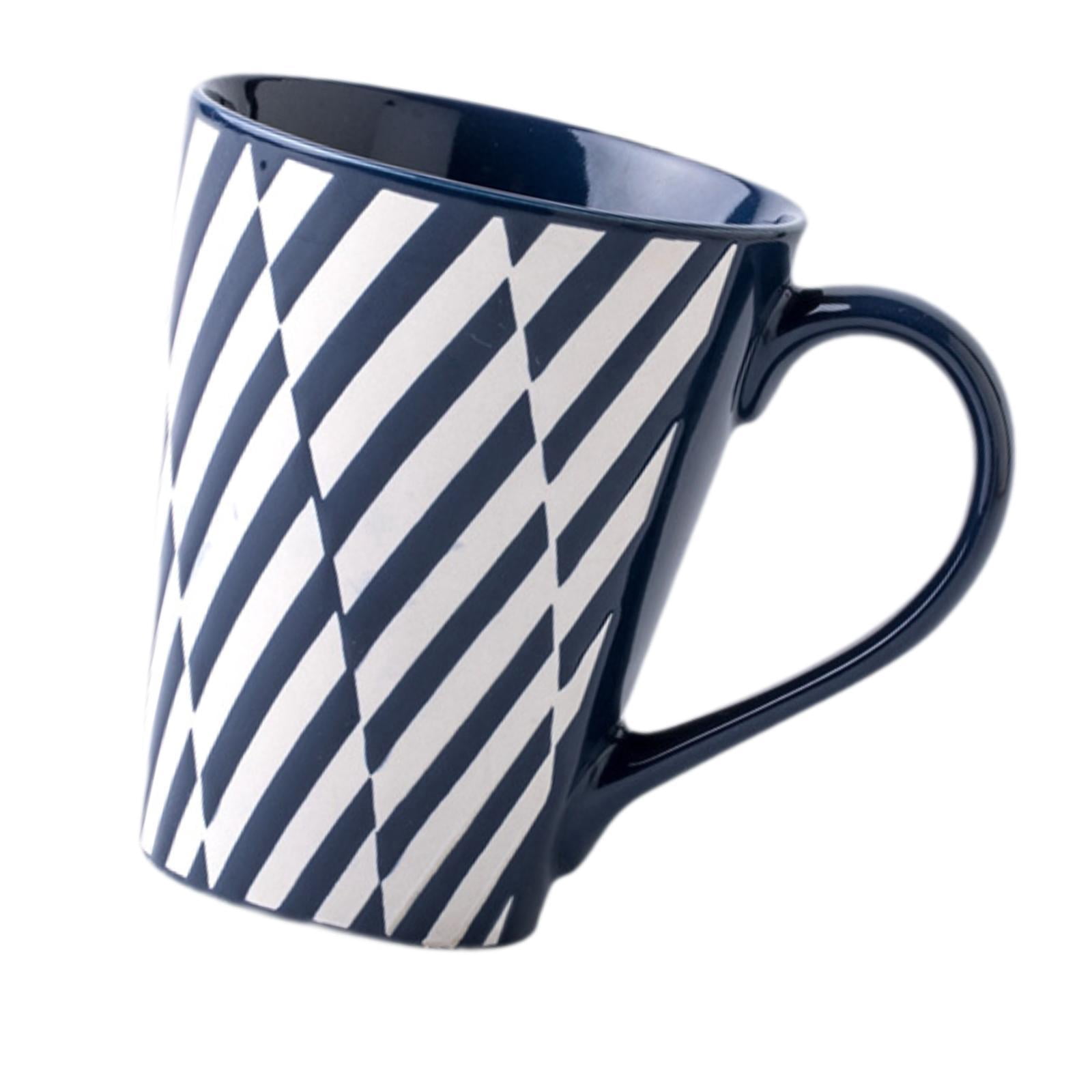 TISHITA Coffee Cup Hot Chocolate Mug, 450ml Embossed Espresso Mug Cappuccino Cup Porcelain Mug for Yogurt Milk Coffee Breakfast Water zebra crossing