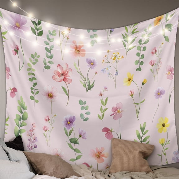 Pink Spring Floral Small Tapestry for Bedroom Wall Hanging Tapestry, Flowers Botanical Elegant Pastoral Ceiling Backdrop Tapestries Poster Blanket Wall Decor for Teens Room Living Room Dorm 23" x 28"
