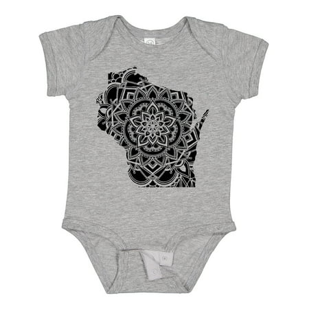 

Inktastic Wisconsin Silhouette Mandala Gift Baby Boy or Baby Girl Bodysuit