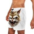 thumbnail image 6 of BRGZLK Mens Beach Shorts Summer Drawstring Waist Funny Cat Expression Print Summer Swim Trunks Novelty Beachwear Sports Vacation Shorts with Pockets, 6 of 6