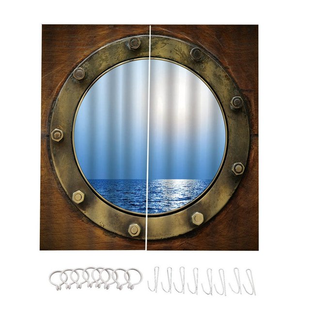 Rideau avec Motif Vue sur la Mer Décoration Rideau Imprimé Lavable en Machine