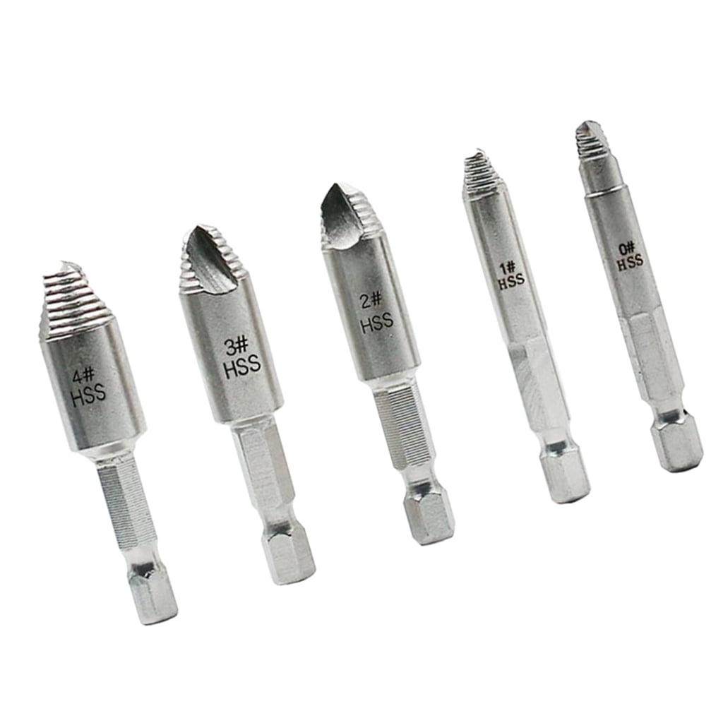5x Damaged Screw Remover Extractor Drill tool set with 1/4inch  Hex shank case 