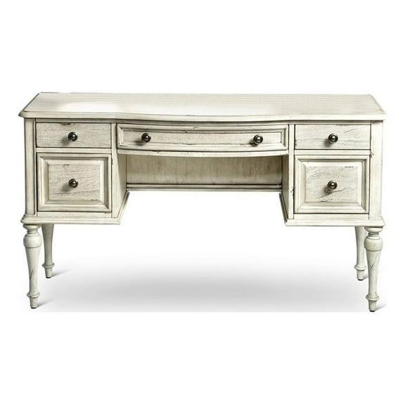 Bowery Hill Contemporary Engineered Wood Vanity Desk in White