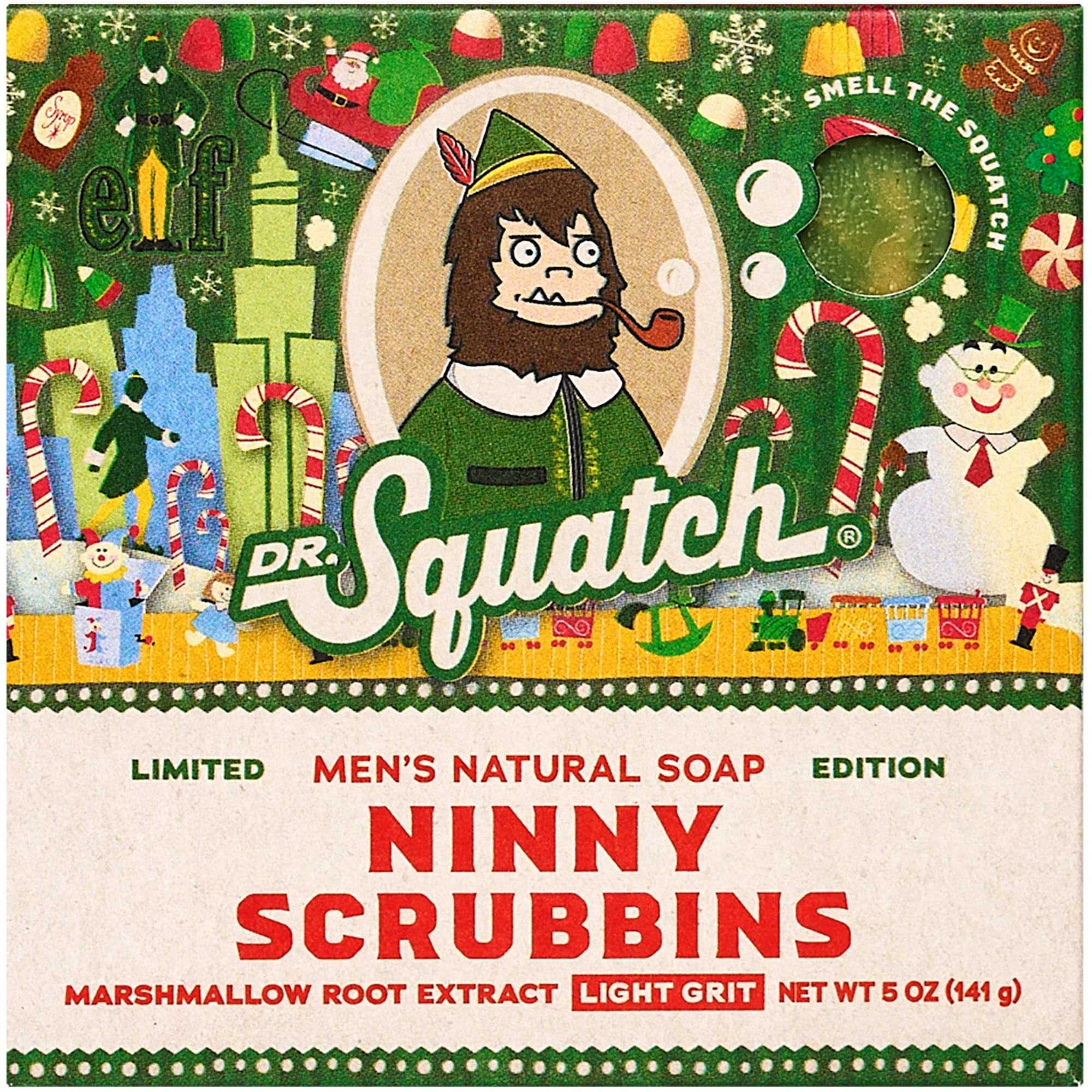 Dr. Squatch Ninny Scrubbins (Elf) Natural Bar Soap for Men, 5 oz