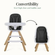 Evolur Zoodle 2-in-1 High Chair Booster Feeding Chair with Modern Design, Black