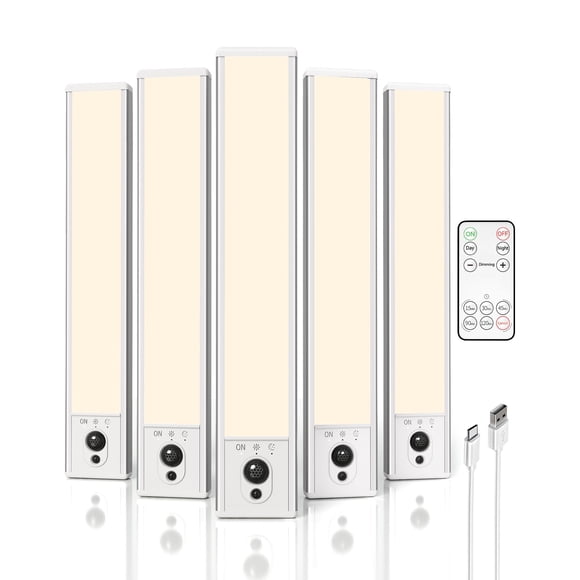 EZVALO 5-Pack Under Cabinet Lighting, 2400mAh Motion Sensor Light, LED Closet Lights Wireless, 2700K Dimmable, Timer, Magnetic, w