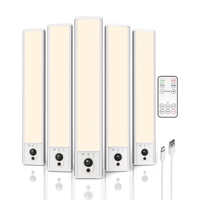 EZVALO 5-Pack Under Cabinet Lighting, 2400mAh Motion Sensor Light, LED Closet Lights Wireless, 2700K Dimmable, Timer, Magnetic, w