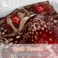 thumbnail image 4 of Christmas Reindeer Bedding Duvet Cover Set Queen Size 4 Pieces Gold Snowflakes Winter Red Fantasy Bedding Set with Zipper Closure, 1 Comforter Cover 90x92 Inches 1 Flat Sheet & 2 Pillow Cases, 4 of 7