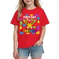 thumbnail image 2 of CLOISE Summer Tops for Kids Girls Boys Short Sleeve 100 Day of School Shirts Crewneck Holiday Pullover Graphic Blouses Red, 2 of 8
