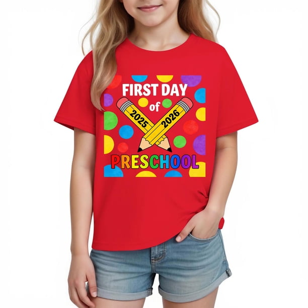 Camisetas de Manga Corta Linda para Niños Niños Y Niñas con Impresión Gráfica, Tee Casual de la Temporada Escolar para el Parque Infantil Y la Familia