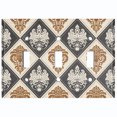thumbnail image 2 of Metal Light Switch Plate Outlet Cover (Damask Diamond Dark Two Tone Tan Pattern - Triple Toggle), 2 of 2
