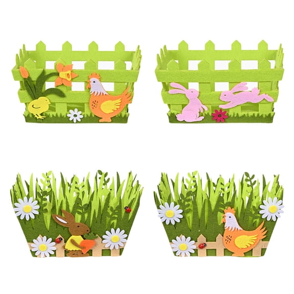 NISHUNA 4 Pcs Creative Easter Egg Basket Non-woven Fabrics Basket Candy Storage Basket