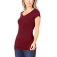 thumbnail image 3 of Women's Casual Solid V-Neck Short Sleeve Basic T-Shirt Top, 3 of 4