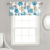 Lush Decor Coastal Reef Light Filtering Valance Blue/Coral 52 x 18