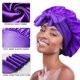 thumbnail image 3 of Nuevo Gorro de dormir liso de satén para mujer, gorros sedosos con bandas para atar, gorro de ducha elástico, gorro ajustable para gorros de pelo rizado, 3 of 5