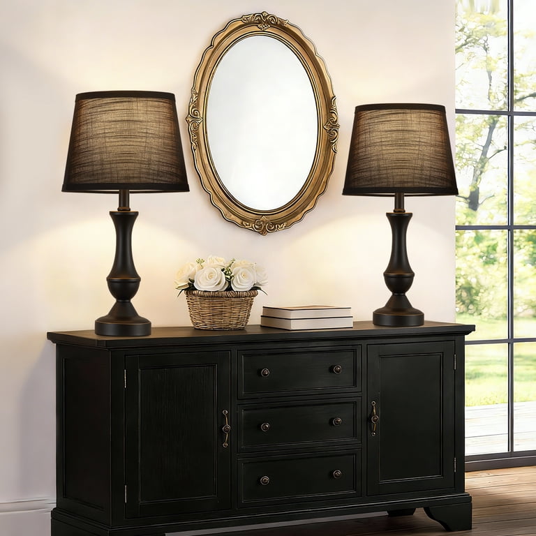NATYSWAN 19-Inch Modern Bedside Table Lamp Set of 2, Black photo 7