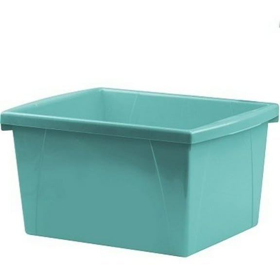 HomeStock Rustic Refinement 5.5-Gallon Storage Bin w/o Lid, Teal, 6-Pack, Ideal for Organizing Your Space, 11.88" H x 16.75" W x 8.25" D, Durable and Bright