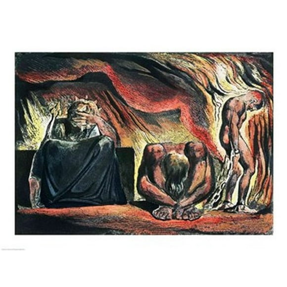 Jerusalem The Emanation of the Giant Albion Vala, Hyle and Skofeld, showing the crowned Vala Poster Print by William Blake (24 x 18)