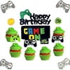 LaVenty 29 PCS GAME ON Cupcake Toppers Video Game Cupcake Toppers set Gaming Party Decoration Boys Birthday Party Banners for Game Theme Party