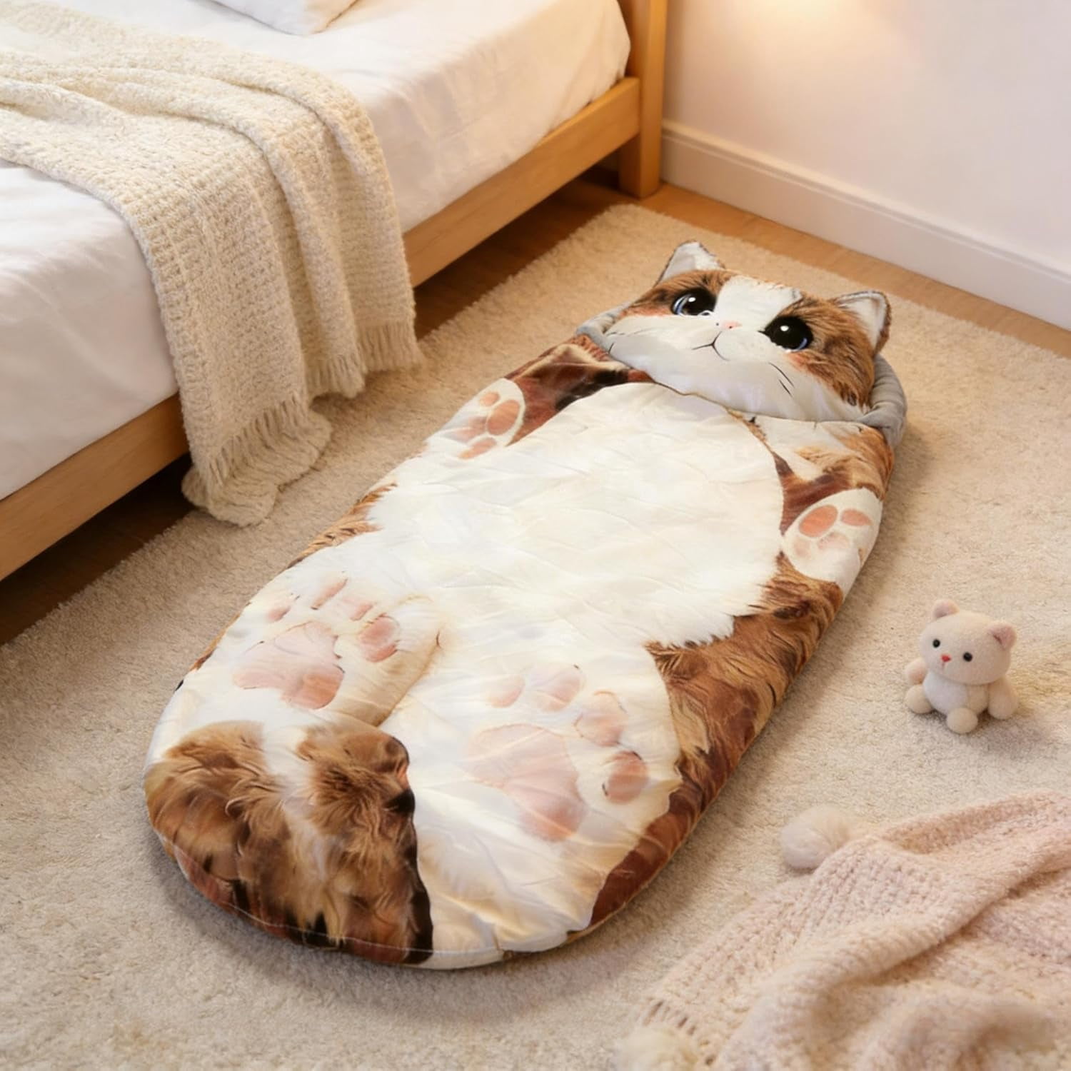 Adult Cat Sleeping Bag - Plush Soft Envelope Design, Washable Warm Cozy Blanket Sleeping Bag for Home, Travel, Camping, & Sleepovers(RL 1 PC)