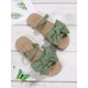 thumbnail image 4 of Women Ribbed Knit Bow Espadrille Open Toe Slide Sandals, Vacation Outdoor Polyester Flat Sandals, 4 of 5