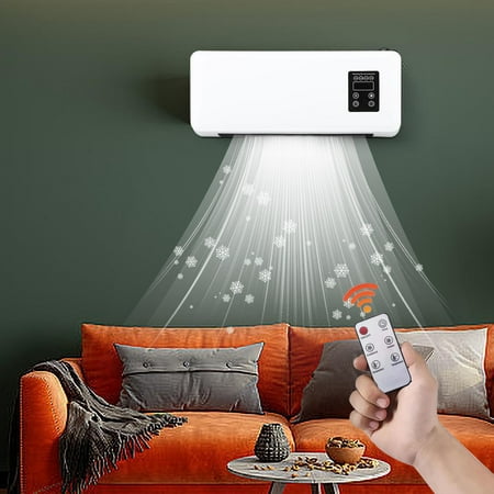 

YMUQEIGH Deals Wall-mounted Electric Heater Heating Fan + English Remote Control