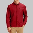 thumbnail image 4 of Button Down Shirts for Men Long Sleeve Business Casual Tops Chest Pocket Regular Fit Office Dress Blouse (5XL, Red), 4 of 7